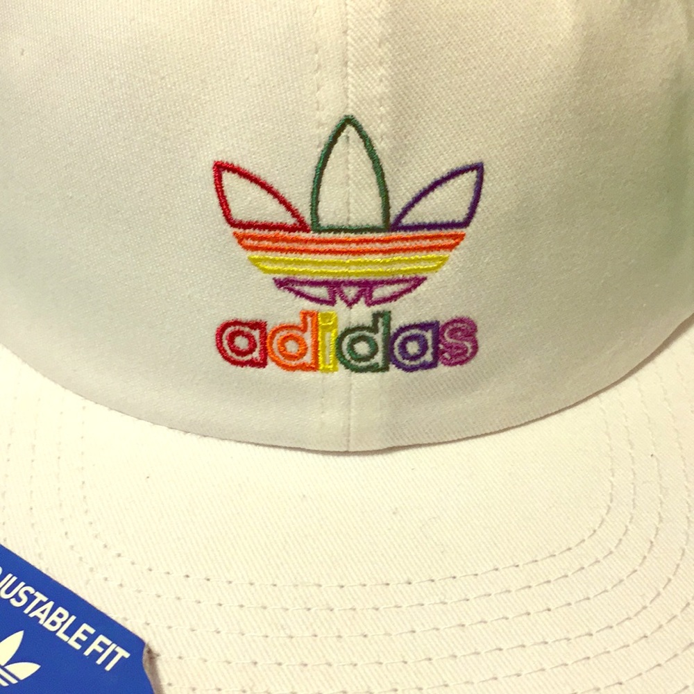 Adidas Rainbow trefoil Pride hat in White